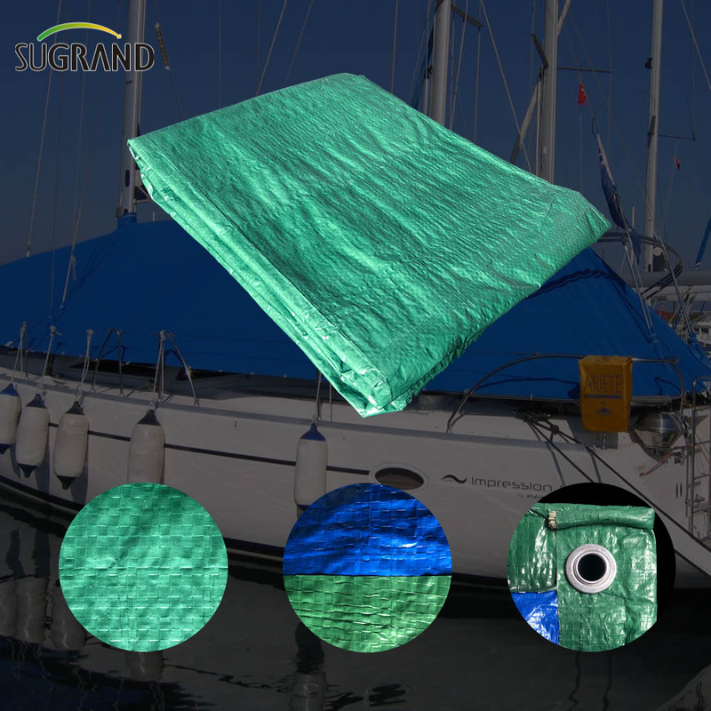 Tela di plastica impermeabile PE Tarpaulin blu-verde per agricoltura