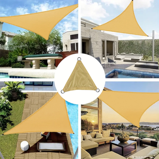 Vela parasole gialla in poliestere con anello a D per il cortile del patio