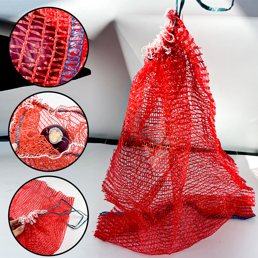 Borsa a rete per verdure in PE Borsa a rete per cipolla con coulisse
