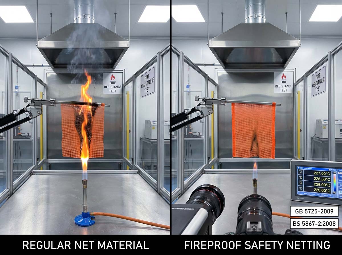 Rete per impalcature ignifuga