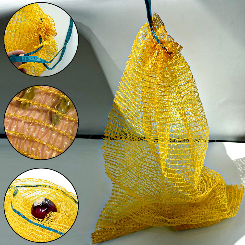 Borsa a rete per verdure in PE Borsa a rete per cipolla con coulisse